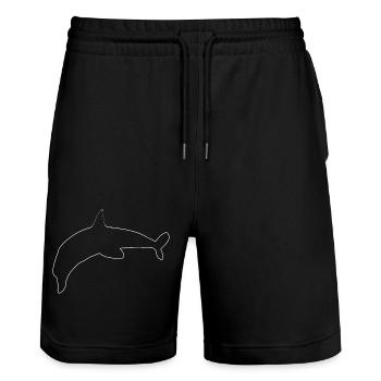 Dolphin Symbol Animal - Stanley/Stella Trainer Unisex Organic Jogging Shorts - black - Front - Nik (191cm) & Marisol (170cm)