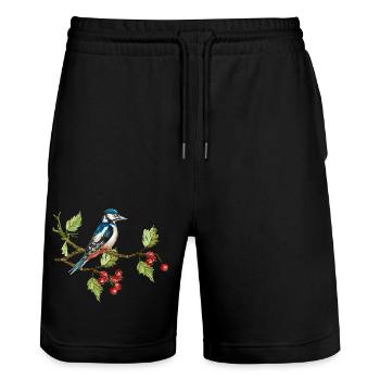 Colorful bird - Stanley/Stella Trainer Unisex Organic Jogging Shorts - black - Front - Nik (191cm) & Marisol (170cm)