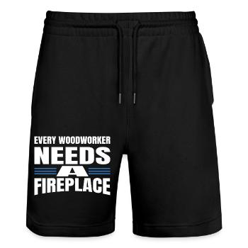 job proud carpenter skull tshirts americas logging - Stanley/Stella Trainer Unisex Organic Jogging Shorts - black - Front - Nik (191cm) & Marisol (170cm)