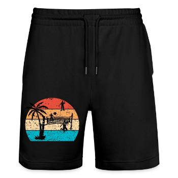 Volleyball - Stanley/Stella Trainer Unisex Organic Jogging Shorts - black - Front - Nik (191cm) & Marisol (170cm)