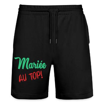 EVJF. MARIEE. TEAM. TEAM MARIEE. FUTURE MARIEE - Short de jogging bio TRAINER Stanley/Stella unisexe - noir - Devant - Nik (191cm) & Marisol (170cm)
