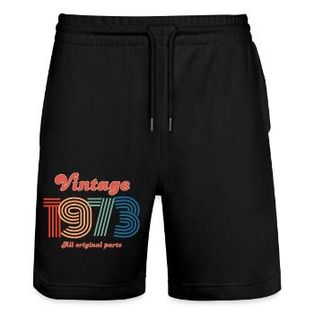 Vintage 1973 all original parts - Short de jogging bio TRAINER Stanley/Stella unisexe - noir - Devant - Nik (191cm) & Marisol (170cm)