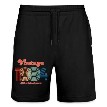 Jahrgang 1984 alle Originalteile - Stanley/Stella Unisex Bio Joggingshorts Trainer  - Schwarz - Vorne - Nik (191cm) & Marisol (170cm)