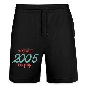 Jahrgang 2005 Ausgabe - Stanley/Stella Unisex Bio Joggingshorts Trainer  - Schwarz - Vorne - Nik (191cm) & Marisol (170cm)