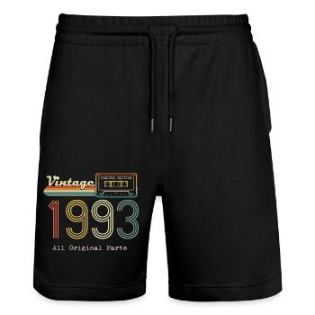 1993 Original 1993 Vintage Vintage Retro Jahrestag - Stanley/Stella Unisex Bio Joggingshorts Trainer  - Schwarz - Vorne - Nik (191cm) & Marisol (170cm)