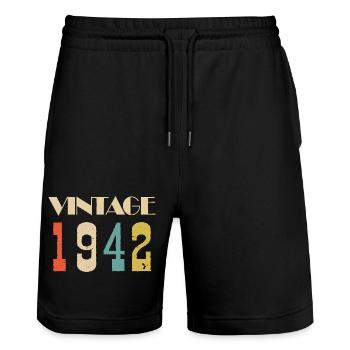 2005 Vintage Geschenk in limitierter Auflage - Stanley/Stella Unisex Bio Joggingshorts Trainer  - Schwarz - Vorne - Nik (191cm) & Marisol (170cm)