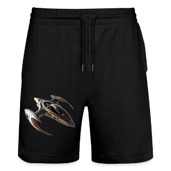 Mit dem Raumschiff durchs All - Stanley/Stella Unisex Bio Joggingshorts Trainer  - Schwarz - Vorne - Nik (191cm) & Marisol (170cm)