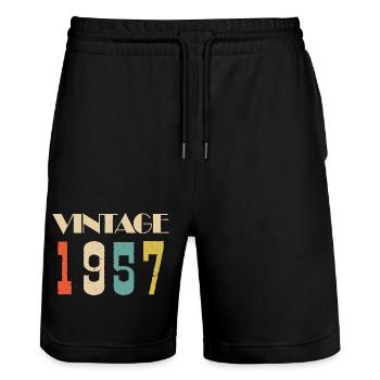 1990 Vintage Geschenk in limitierter Auflage - Stanley/Stella Unisex Bio Joggingshorts Trainer  - Schwarz - Vorne - Nik (191cm) & Marisol (170cm)