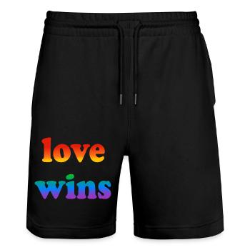 L’amour gagne - Short de jogging bio TRAINER Stanley/Stella unisexe - noir - Devant - Nik (191cm) & Marisol (170cm)