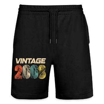 Vintage 2008 Retro - Best-seller - Short de jogging bio TRAINER Stanley/Stella unisexe - noir - Devant - Nik (191cm) & Marisol (170cm)