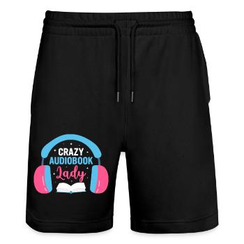 Epic Tales, Endless Love: Crazy Audiobook Lady - Stanley/Stella Unisex Bio Joggingshorts Trainer  - Schwarz - Vorne - Nik (191cm) & Marisol (170cm)