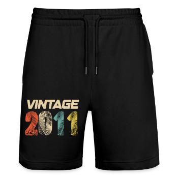 Vintage 2011 Retro - Best-seller - Short de jogging bio TRAINER Stanley/Stella unisexe - noir - Devant - Nik (191cm) & Marisol (170cm)
