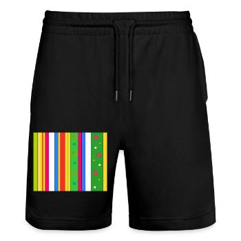 Patterns, stripes and shapes - Stanley/Stella Trainer Unisex Organic Jogging Shorts - black - Front - Nik (191cm) & Marisol (170cm)