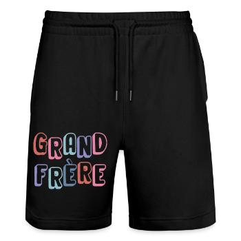 Big Brother - Neugeborene Familie - Stanley/Stella Unisex Bio Joggingshorts Trainer  - Schwarz - Vorne - Nik (191cm) & Marisol (170cm)