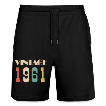 1986 Vintage Édition limitée Cadeau - Short de jogging bio TRAINER Stanley/Stella unisexe - noir - Devant - Nik (191cm) & Marisol (170cm)