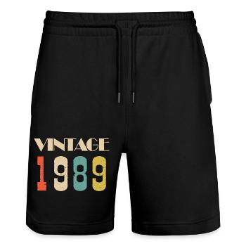 1958 Vintage Édition limitée Cadeau - Short de jogging bio TRAINER Stanley/Stella unisexe - noir - Devant - Nik (191cm) & Marisol (170cm)