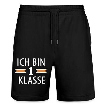 Children's First Day at School 2024 - Stanley/Stella Unisex Bio Joggingshorts Trainer  - Schwarz - Vorne - Nik (191cm) & Marisol (170cm)
