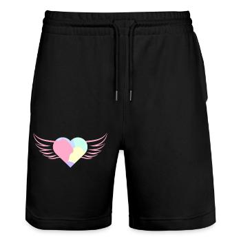 Pastellfarbenes Herz mit Flügeln - ApriNoeScor - Stanley/Stella Unisex Bio Joggingshorts Trainer  - Schwarz - Vorne - Nik (191cm) & Marisol (170cm)