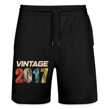 Vintage 2017 Retro - Best Seller - Stanley/Stella Trainer Unisex Organic Jogging Shorts - black - Front - Nik (191cm) & Marisol (170cm)