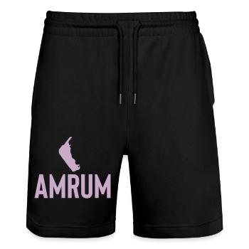 Amrum, Insel, Urlaub - Stanley/Stella Unisex Bio Joggingshorts Trainer  - Schwarz - Vorne - Nik (191cm) & Marisol (170cm)