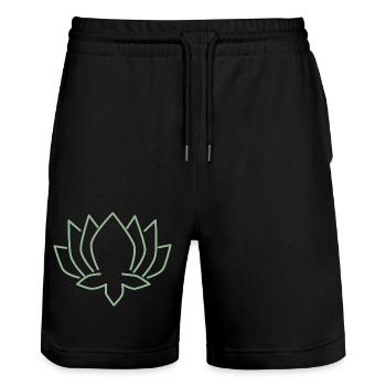 Lotus Blume salbei Blüte Yoga Meditation - Stanley/Stella Unisex Bio Joggingshorts Trainer  - Schwarz - Vorne - Nik (191cm) & Marisol (170cm)