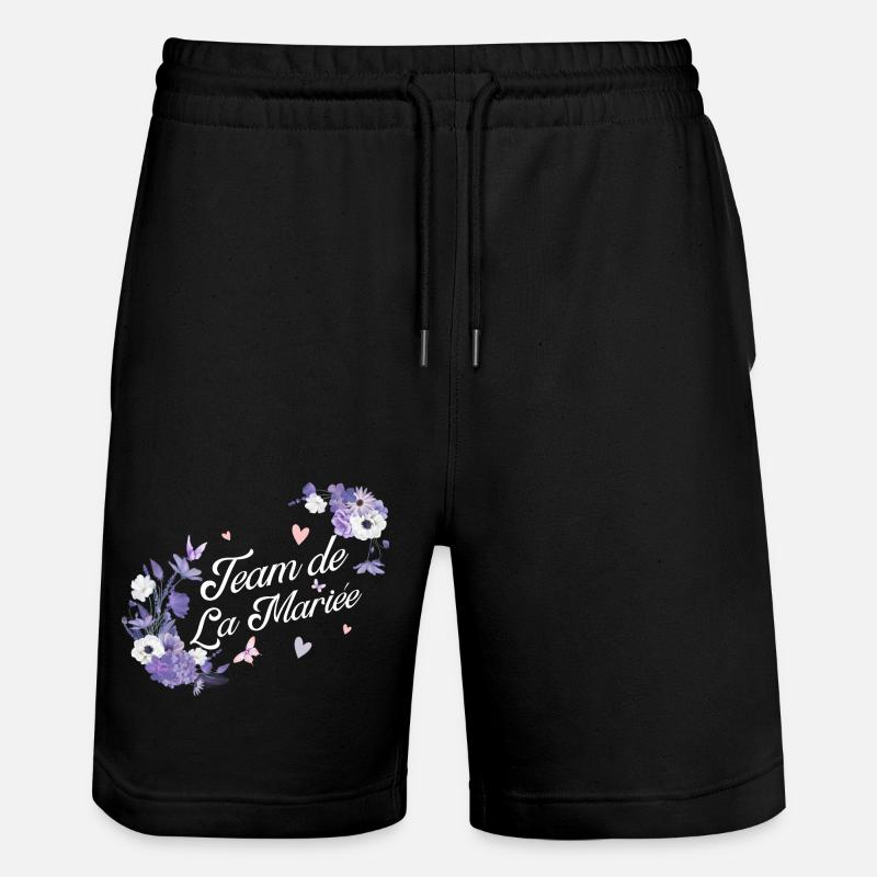 Lila Blumen Braut Team - Stanley/Stella Unisex Bio Joggingshorts Trainer  - Schwarz