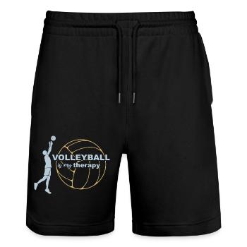 Volleyball is my therapy - Stanley/Stella Trainer Unisex Organic Jogging Shorts - black - Front - Nik (191cm) & Marisol (170cm)