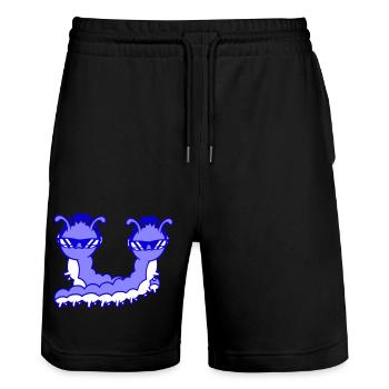 2 DJ Raupen Crew Party Musik Zwei Freunde Team - Stanley/Stella Unisex Bio Joggingshorts Trainer  - Schwarz - Vorne - Nik (191cm) & Marisol (170cm)