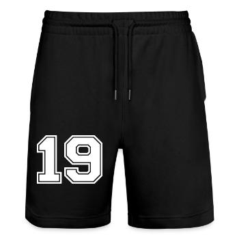 19 - Stanley/Stella Unisex Bio Joggingshorts Trainer  - Schwarz - Vorne - Nik (191cm) & Marisol (170cm)