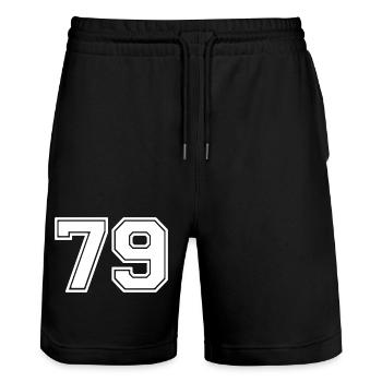79 - Stanley/Stella Unisex Bio Joggingshorts Trainer  - Schwarz - Vorne - Nik (191cm) & Marisol (170cm)