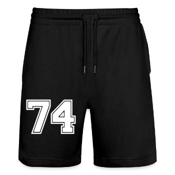 74 - Stanley/Stella Trainer Unisex Organic Jogging Shorts - black - Front - Nik (191cm) & Marisol (170cm)