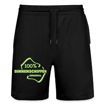 Inland waterway skippers - Stanley/Stella Trainer Unisex Organic Jogging Shorts - black - Front - Nik (191cm) & Marisol (170cm)