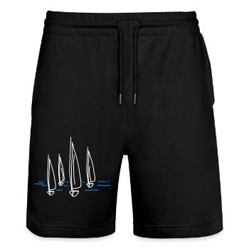 Segelboot Segeln Segelboote - Stanley/Stella Unisex Bio Joggingshorts Trainer  - Schwarz - Vorne - Nik (191cm) & Marisol (170cm)