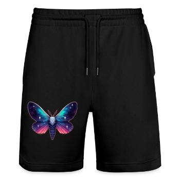 Galaxy Moth - Cosmic Space Themed Fantasy - Stanley/Stella Trainer Unisex Organic Jogging Shorts - black - Front - Nik (191cm) & Marisol (170cm)