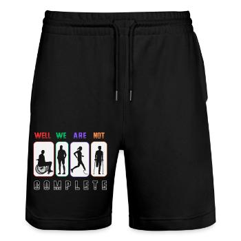 Vielfalt in Einheit - Amputee - Stanley/Stella Unisex Bio Joggingshorts Trainer  - Schwarz - Vorne - Nik (191cm) & Marisol (170cm)