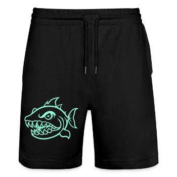 piranha comic - Stanley/Stella Unisex Bio Joggingshorts Trainer  - Schwarz - Vorne - Nik (191cm) & Marisol (170cm)