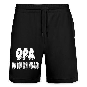 Opa - Stanley/Stella Unisex Bio Joggingshorts Trainer  - Schwarz - Vorne - Nik (191cm) & Marisol (170cm)
