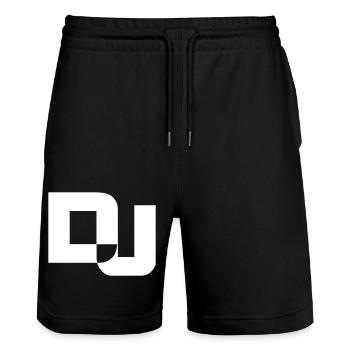 DJ Letters Party Music Fun Text Logo Lettering - Stanley/Stella Trainer Unisex Organic Jogging Shorts - black - Front - Nik (191cm) & Marisol (170cm)