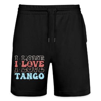 J’aime le tango tango danse musique latine - Short de jogging bio TRAINER Stanley/Stella unisexe - noir - Devant - Nik (191cm) & Marisol (170cm)