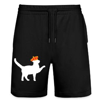 King Cat Royale Crown Queen King Silhouette - Stanley/Stella Trainer Unisex Organic Jogging Shorts - black - Front - Nik (191cm) & Marisol (170cm)