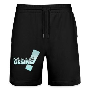 Prénom Gesine - Short de jogging bio TRAINER Stanley/Stella unisexe - noir - Devant - Nik (191cm) & Marisol (170cm)