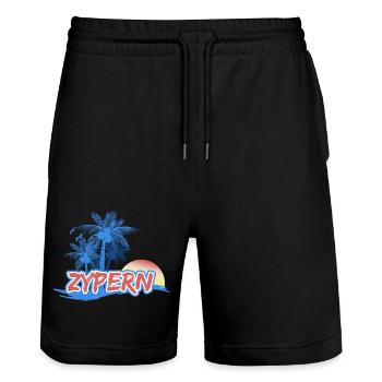 Beach Cyprus - Stanley/Stella Trainer Unisex Organic Jogging Shorts - black - Front - Nik (191cm) & Marisol (170cm)
