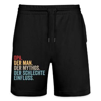 Großvater Opa - Stanley/Stella Unisex Bio Joggingshorts Trainer  - Schwarz - Vorne - Nik (191cm) & Marisol (170cm)