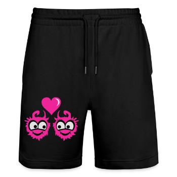 Monster Love - Stanley/Stella Unisex Bio Joggingshorts Trainer  - Schwarz - Vorne - Nik (191cm) & Marisol (170cm)