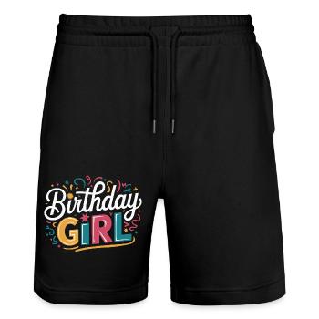 Birthday Girl - Short de jogging bio TRAINER Stanley/Stella unisexe - noir - Devant - Nik (191cm) & Marisol (170cm)