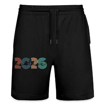 2026 vintage rétro - Short de jogging bio TRAINER Stanley/Stella unisexe - noir - Devant - Nik (191cm) & Marisol (170cm)