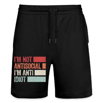 Sarcastic introvert - Stanley/Stella Trainer Unisex Organic Jogging Shorts - black - Front - Nik (191cm) & Marisol (170cm)