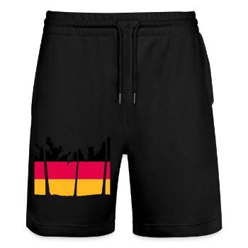 Germany Flag Black Red Gold Palm Stripe - Stanley/Stella Trainer Unisex Organic Jogging Shorts - black - Front - Nik (191cm) & Marisol (170cm)