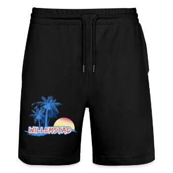Willemstad Beach - Stanley/Stella Trainer Unisex Organic Jogging Shorts - black - Front - Nik (191cm) & Marisol (170cm)