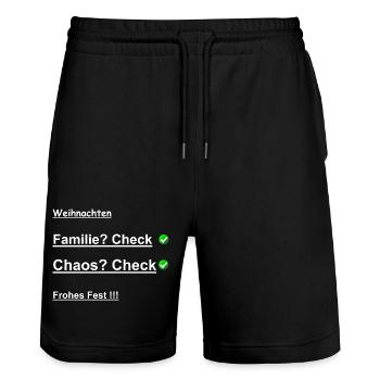 Weihnachten Chaos Check - Stanley/Stella Unisex Bio Joggingshorts Trainer  - Schwarz - Vorne - Nik (191cm) & Marisol (170cm)